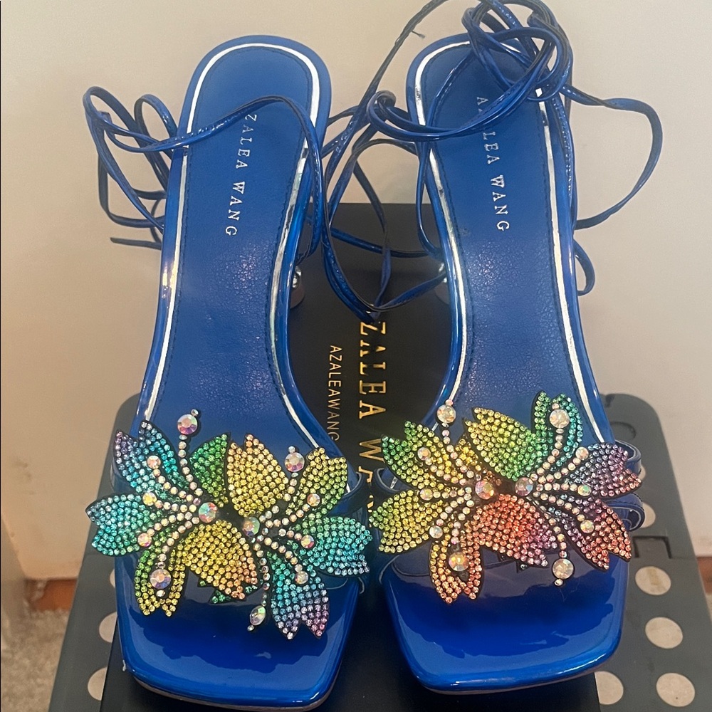 Azalea Wang Blue Embellished Heels - Picture 3 of 7